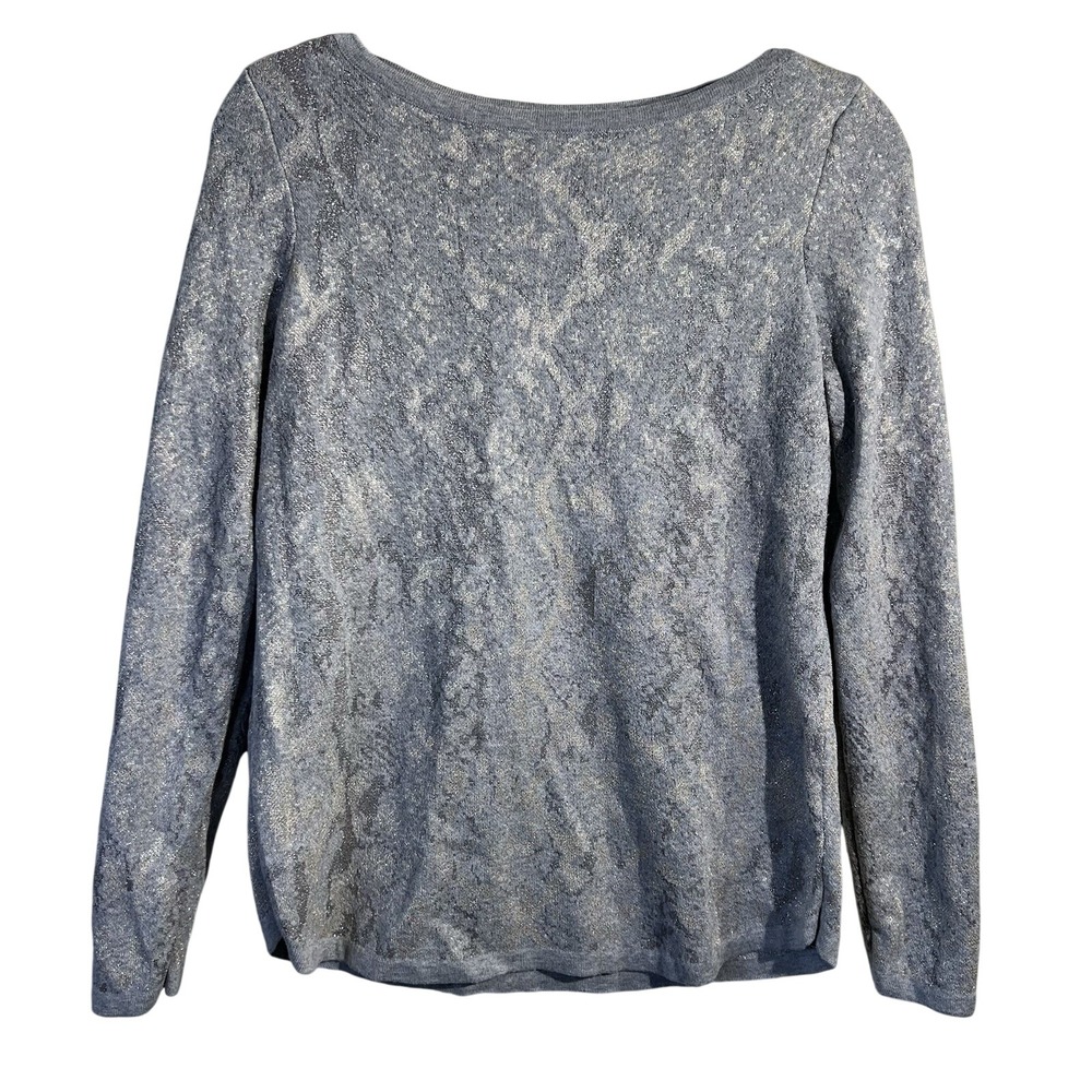 Chico's silver & gold metallic long sleeve lightweight sweater woman's size s